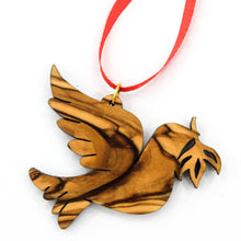Load image into Gallery viewer, Olive Wood Peace Dove with Olive Branch Ornament