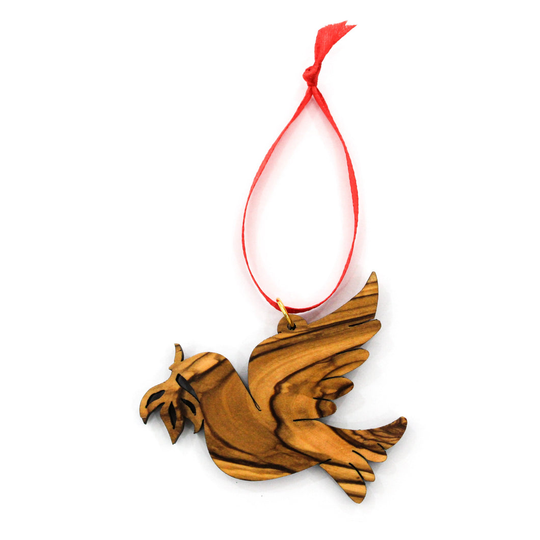 Olive Wood Peace Dove with Olive Branch Ornament
