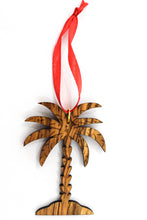 Load image into Gallery viewer, Olive Wood Palm Tree Christmas Ornament