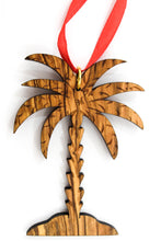 Load image into Gallery viewer, Olive Wood Palm Tree Christmas Ornament