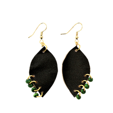 Load image into Gallery viewer, Onyx Evening Leaf Earrings