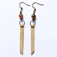 Load image into Gallery viewer, Saddle Up Brushed Leather Dangle Earrings, Warm Cream