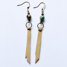 Load image into Gallery viewer, Saddle Up Brushed Leather Dangle Earrings, Warm Cream