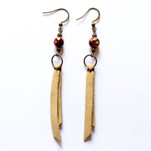 Load image into Gallery viewer, Saddle Up Brushed Leather Dangle Earrings, Warm Cream

