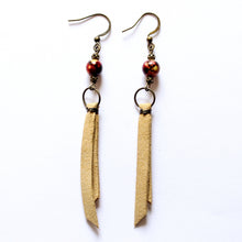Load image into Gallery viewer, Saddle Up Brushed Leather Dangle Earrings, Warm Cream