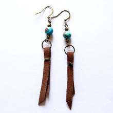 Load image into Gallery viewer, Saddle Up Brushed Leather Dangle Earrings, Sable Brown