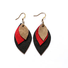 Load image into Gallery viewer, Leaf Dance - Triple Leather Dangle Earrings
