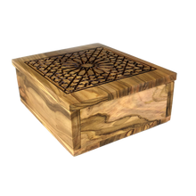 Load image into Gallery viewer, Handmade Olive Wood Decorative Keepsake Box - AlHambra&#39;s Gate Design
