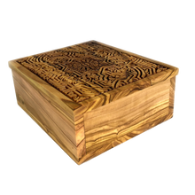 Load image into Gallery viewer, Handmade Olive Wood Decorative Keepsake Box - Aladdin's Treasure Design