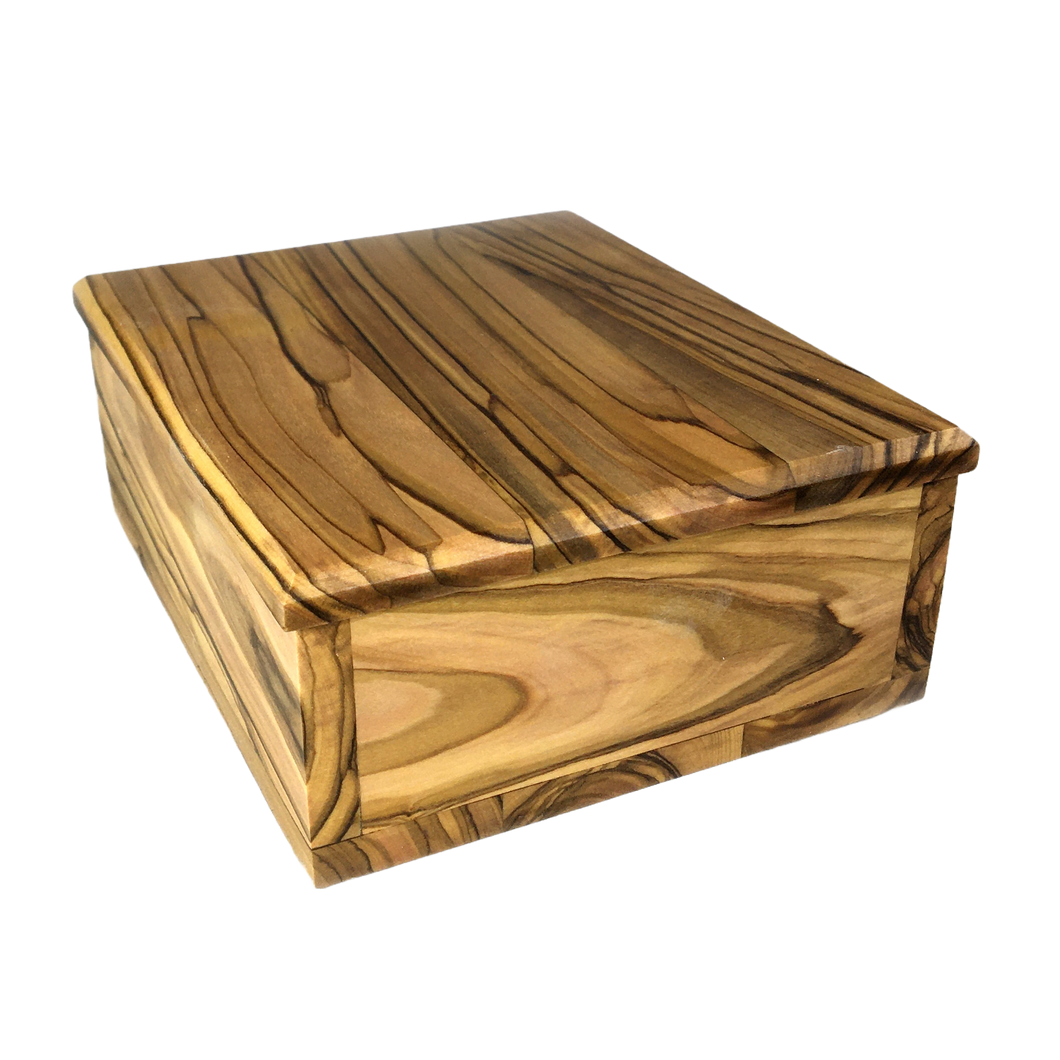 Handmade Olive Wood Decorative Keepsake Box - Natural Face Lid Design