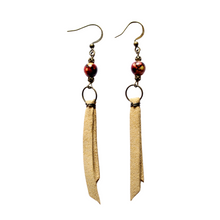 Load image into Gallery viewer, Saddle Up Brushed Leather Dangle Earrings, Warm Cream