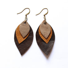 Load image into Gallery viewer, Leaf Dance - Triple Leather Dangle Earrings
