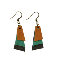 Load image into Gallery viewer, Summer Whimsey Triple Leather Dangle Earrings
