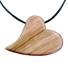 Load image into Gallery viewer, Handmade Olive Wood Heart Pendant Necklace