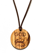 Load image into Gallery viewer, Standing on the Promises - Engraved Olive Wood Necklaces