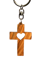 Load image into Gallery viewer, Olive Wood Latin Cross Keychain