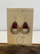 Load image into Gallery viewer, Wooden & Metal Dangle Hoop Earrings