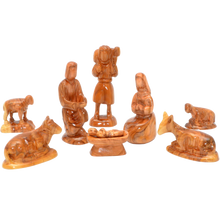 Load image into Gallery viewer, Handcrafted Olive Wood Nativity Set (9-Piece)