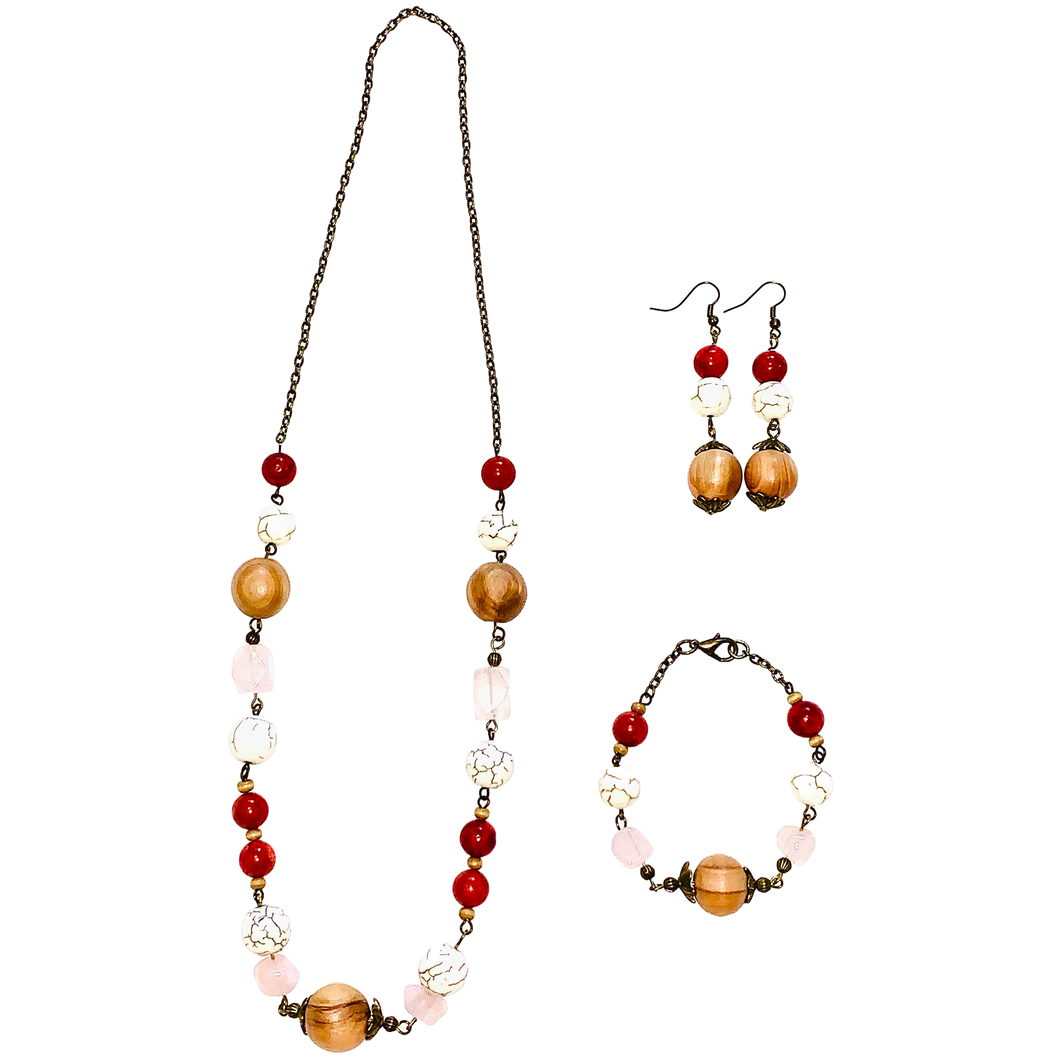 Out & About Howlite Necklace, Earrings and Bracelet Set
