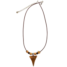 Load image into Gallery viewer, Olive Wood Shark Tooth Necklace - With Olive Wood Beads
