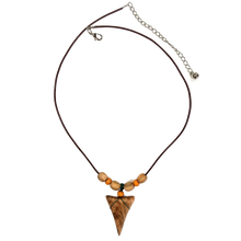 Load image into Gallery viewer, Olive Wood Shark Tooth Necklace - With Olive Wood Beads