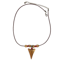Load image into Gallery viewer, Olive Wood Shark Tooth Necklace - With Olive Wood Beads