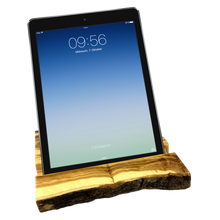 Load image into Gallery viewer, Olive Wood Natural Bark Tablet Device Stand