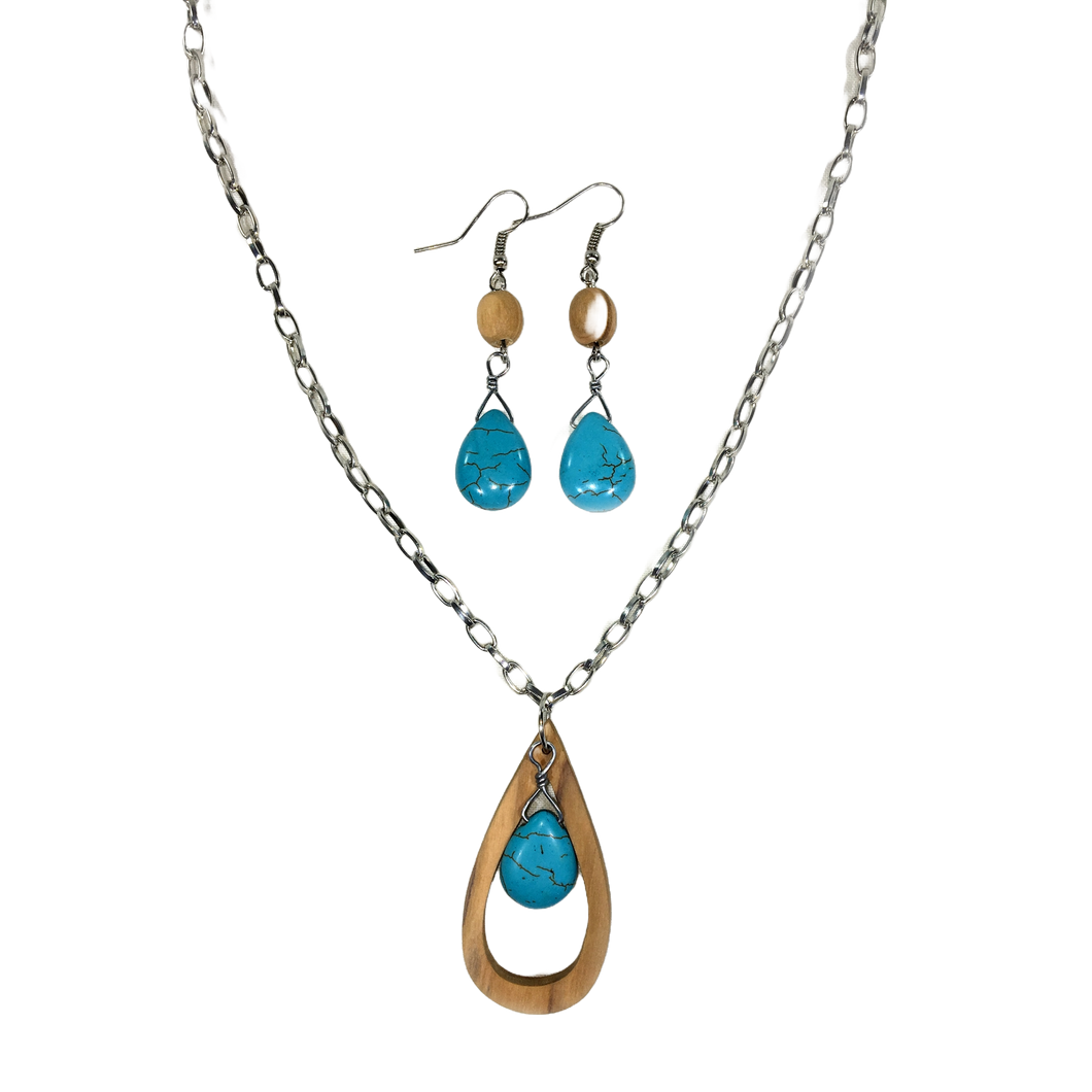 Turquoise Teardrop Necklace and Earring Set