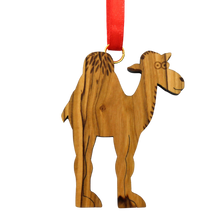 Load image into Gallery viewer, Olive Wood Camel Christmas Ornament