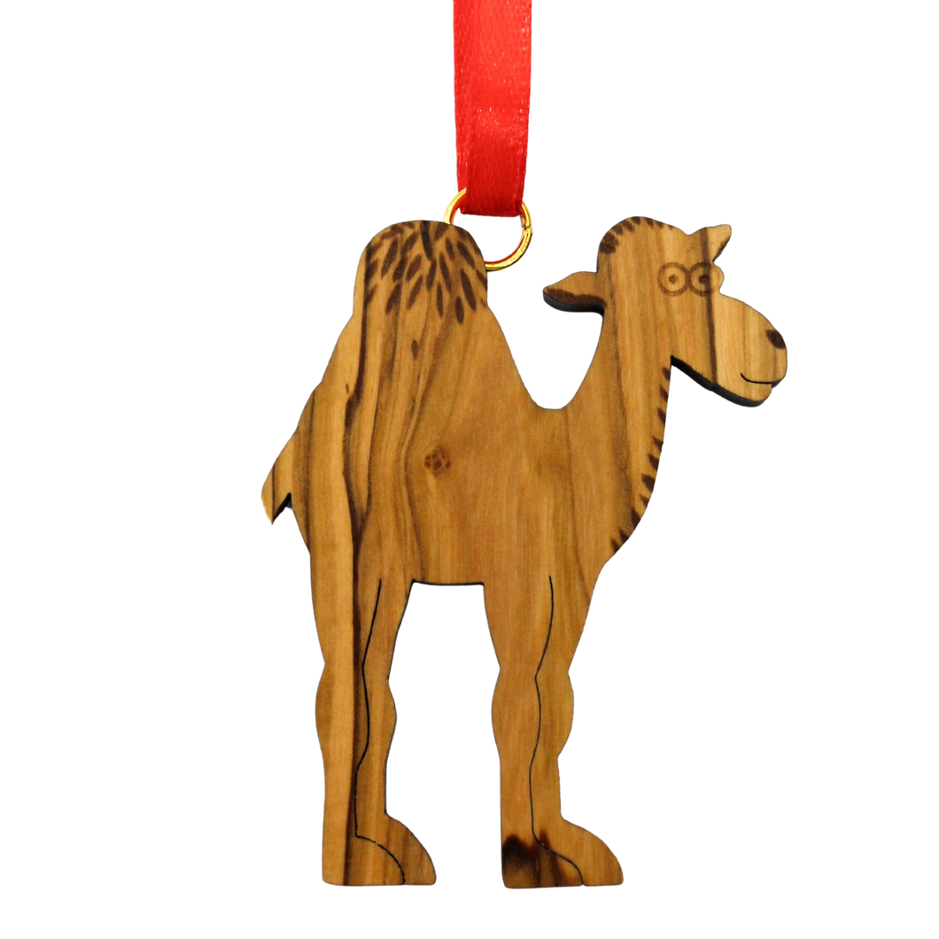 Olive Wood Camel Christmas Ornament