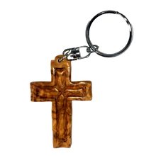 Load image into Gallery viewer, Olive Wood Latin Cross Keychain