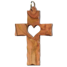 Load image into Gallery viewer, Olive Wood Latin Cross Keychain