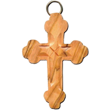 Load image into Gallery viewer, Olive Wood Budded Cross Keychain