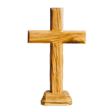 Load image into Gallery viewer, Olive Wood Latin Cross with Stand