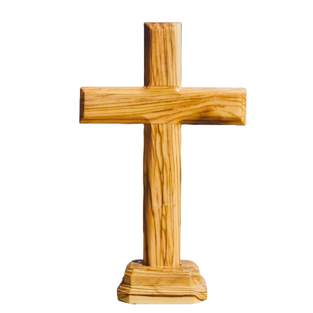 Olive Wood Latin Cross with Stand
