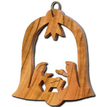 Load image into Gallery viewer, Former Olive Wood Holy Family in Bell Ornament
