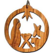 Load image into Gallery viewer, Former Olive Wood Holy Family in Circle Ornament