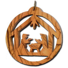 Load image into Gallery viewer, Former Olive Wood Holy Family in Stable Ornament