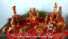 Load image into Gallery viewer, Customer's 20-Piece Handcrafted Olive Wood Nativity Set