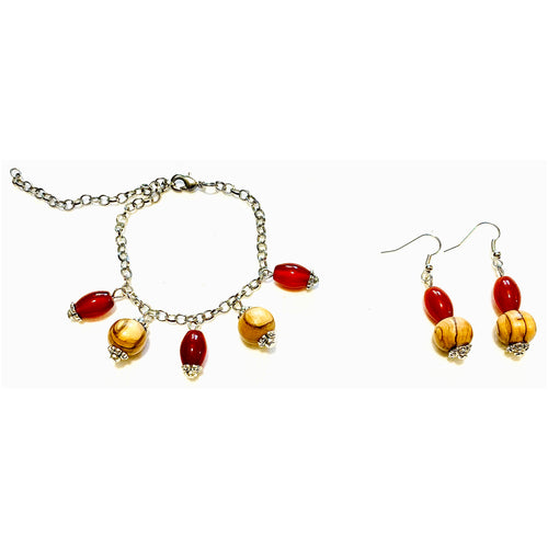Blossom Shade Carnelian Earrings and Bracelet