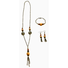 Load image into Gallery viewer, Bronze Breeze Porcelain Necklace, Earring and Bracelet Set