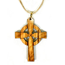 Load image into Gallery viewer, Olive Wood Celtic Cross Necklace
