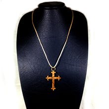 Load image into Gallery viewer, Olive Wood Fleur de Lis Cross Necklace