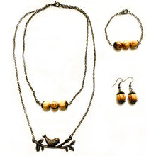 Load image into Gallery viewer, Olive Wood Forest Fairy Necklace, Earrings and Bracelet Set