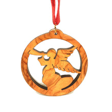 Load image into Gallery viewer, Herald Angel in Circle Olive Wood Ornament