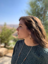 Load image into Gallery viewer, Modeled Olive Wood Crystal Clear Earrings