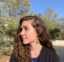 Load image into Gallery viewer, Modeled Turquoise Teardrop Earrings