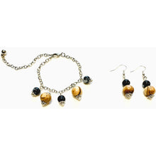 Load image into Gallery viewer, Moon Shadow Obsidian Earring and Bracelet Set