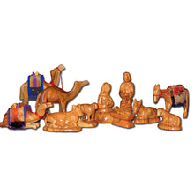 Load image into Gallery viewer, 12-Piece Handmade Olive Wood Nativity Set