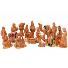 Load image into Gallery viewer, 19-Piece Handcrafted Olive Wood Nativity Set